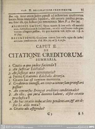 Caput II. De Citatione Creditorum
