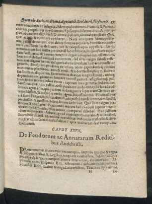 Caput XXVII. De Feudorum ac Annatarum Reditibus Antichristi