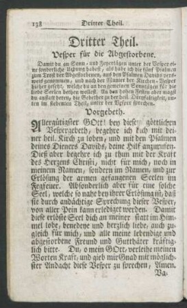 Dritter Theil. Vesper für die Abgestorbene