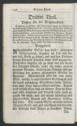Dritter Theil. Vesper für die Abgestorbene