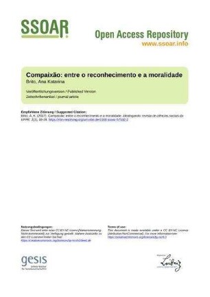 Compaixão: entre o reconhecimento e a moralidade