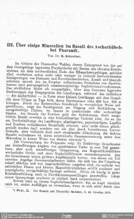 Über einige Mineralien im Basalt des Ascherhübels bei Tharandt