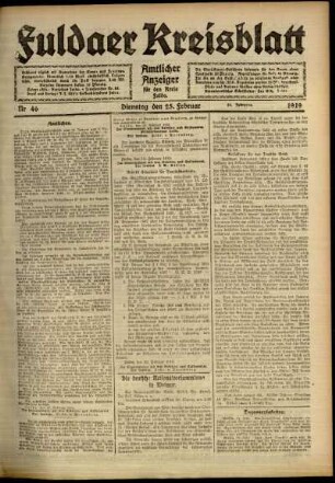 Ausgabe vom Dienstag, den 25. Februar 1919.