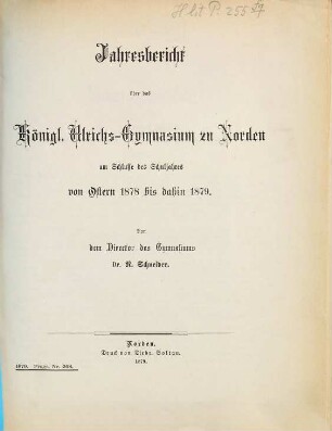 Jahresbericht. 1878/79