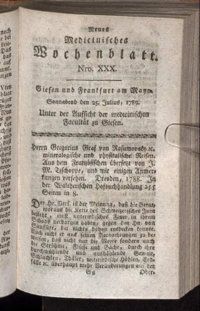 Nro. XXX. Sonnabend den 25. Julius, 1789.