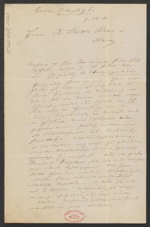 Brief an B. Schott's Söhne : 09.10.1881