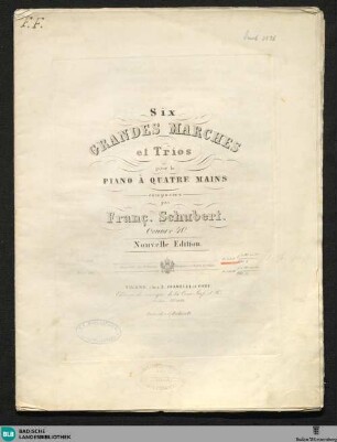 1: Six grandes marches et trios pour le piano à quatre mains : Oeuvre 40