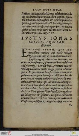 Ivstvs Ionas lectori gratiam & pacem