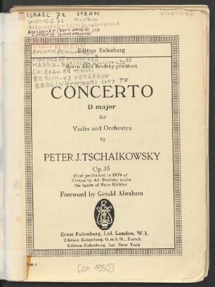 Concerto D major : for violin and orchestra : Op. 35