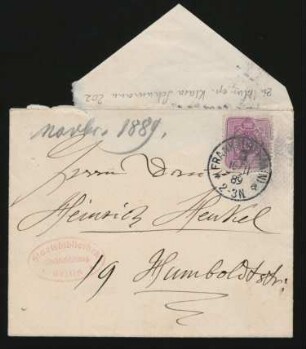 Briefkarte an Heinrich Henkel : 16.11.1889