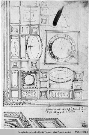 Zwei Entwürfe für Deckendekoration : Studie nach Deckenstukkaturen der sog. Grotta del Sileno in den Titusthermen