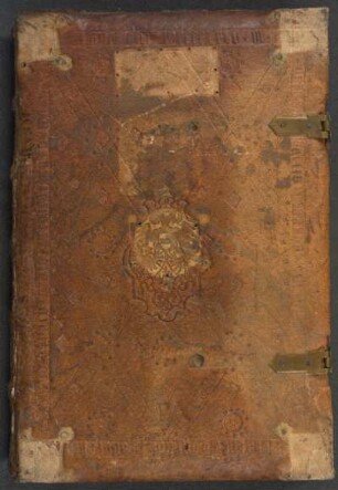 Werkstatt Nürnberg, Dominikanerkloster (EBDB w000081), Konrad Forster, 6. Oktober 1438; nachträglich aufgeprägtes Wappensupralibros Stadtbibliothek Nürnberg mit Wappen des Kirchenpflegers Hieronymus Paumgärtner der Jüngere
