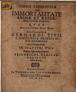 Theses theol. de immortalitate animae et resurrectione carnis