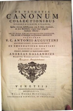 De vetustis Canonum collectionibus dissertationum Sylloge ...