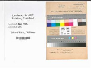 Entnazifizierung Wilhelm Bohnenkamp , geb. 30.01.1896 (Beamter)