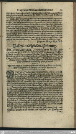 Policey- und Kleider-Ordnung