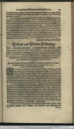 Policey- und Kleider-Ordnung