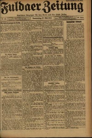 Erste Ausgabe vom Donnerstag, den 17. Mai 1923.