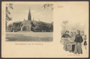 Ansichtskarte Nationaldenkmal auf dem Kreuzberg und Marktszene