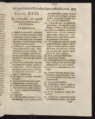 303-321, Caput XXXI. De interesse, ad quod commodans commodatario, & hic illi tenetur.