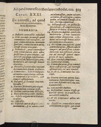 303-321, Caput XXXI. De interesse, ad quod commodans commodatario, & hic illi tenetur.