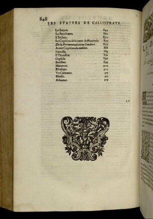 La Description De Callistrate De Quelques Statues Antiques tant de marbre comme de bronze