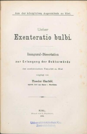 Ueber Exenteratio bulbi