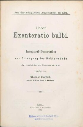 Ueber Exenteratio bulbi
