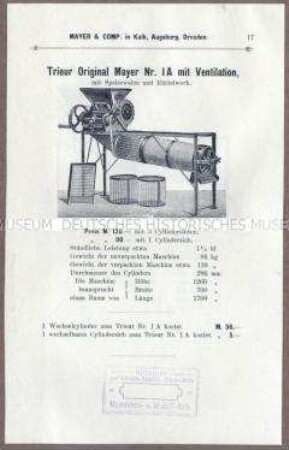 Trieur mit Speisewalze und Rüttelwerk Nr. IA mit Ventilation