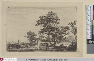 [Vier Männer im Gespräch auf einer Brücke; Four men on a stone bridge]
