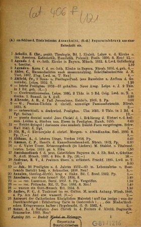 Antiquarischer Katalog, 121. Protestantische Theologie : neueste Erwerbungen