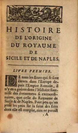 Histoire de l'origine du royaume de Sicile et de Naples