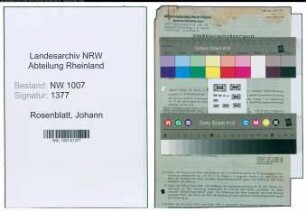 Entnazifizierung Johann Rosenblatt , geb. 06.07.1906 (Schlosser)