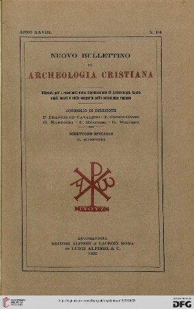 28: Nuovo bullettino di archeologia cristiana: ufficiale per i resoconti della Commissione di Archeologia Sacra sugli Scavi e su le Scoperte nelle Catacombe Romane