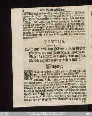 Textus. Jerem. 5, v. 24.