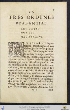 Ad Tres Ordines Brabantiae Antistites Nobiles Magistratus.