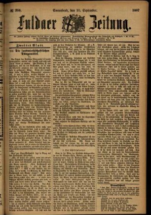 Ausgabe vom Samstag, den 10. September 1887.