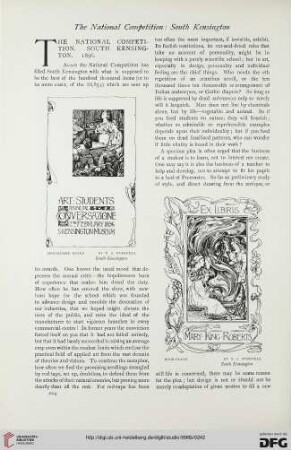 8: The national competition, South Kensington 1896