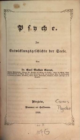 Psyche : zur Entwicklungsgeschichte der Seele