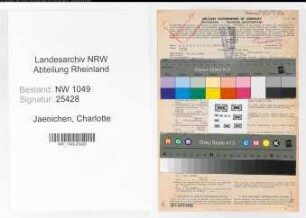 Entnazifizierung Charlotte Jaenichen , geb. 22.10.1898 (Bankangestellte)