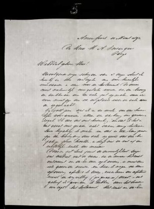 Fotografie eines Briefs von J. H. Insinger (?) an H. A. Insinger (Seite 1)