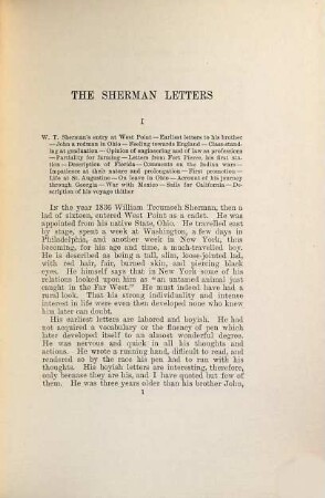 The W. T. Sherman letters : Correspondence between general and senator (John) Sherman from 1837 to 1891. Edited by Rachel Sherman Thorndike With portraits