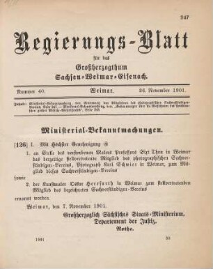 126. Ministerial-Bekanntmachung, betreffend Ernennung von Mitgliedern des photographischen Sachverständigen-Vereins