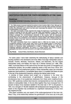 Gentrification and the youth movements of the 1960s