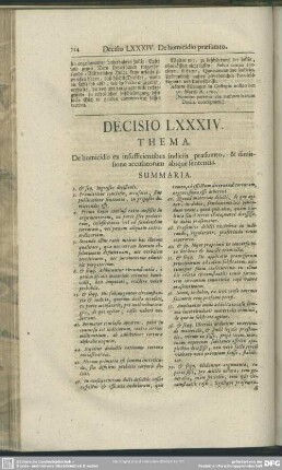 Decisio LXXXIV. De homicidio ex insufficientibus indiciis praesumto, & dimissione accusatorum absque sententia