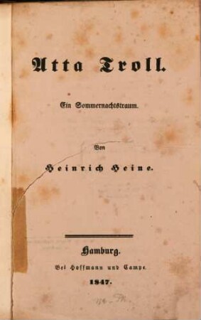 Atta Troll : ein Sommernachtstraum