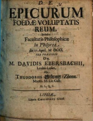 Epicurum foedae voluptatis reum