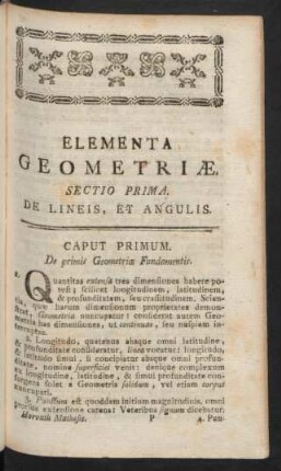 Sectio Prima. De Lineis, Et Anculis