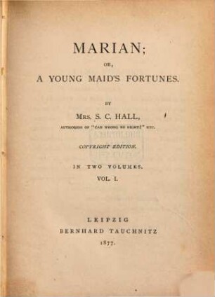 Marian; or, A young maid's fortunes, 1