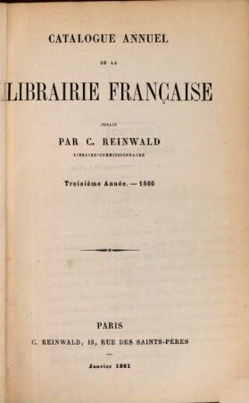 Catalogue annuel de la librairie française pour, 3